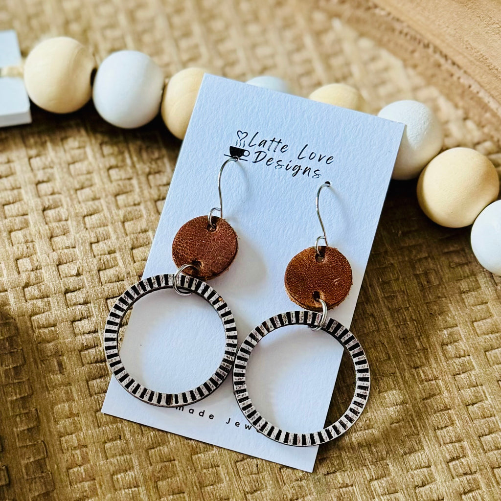 Boho Wood/Leather Hoops