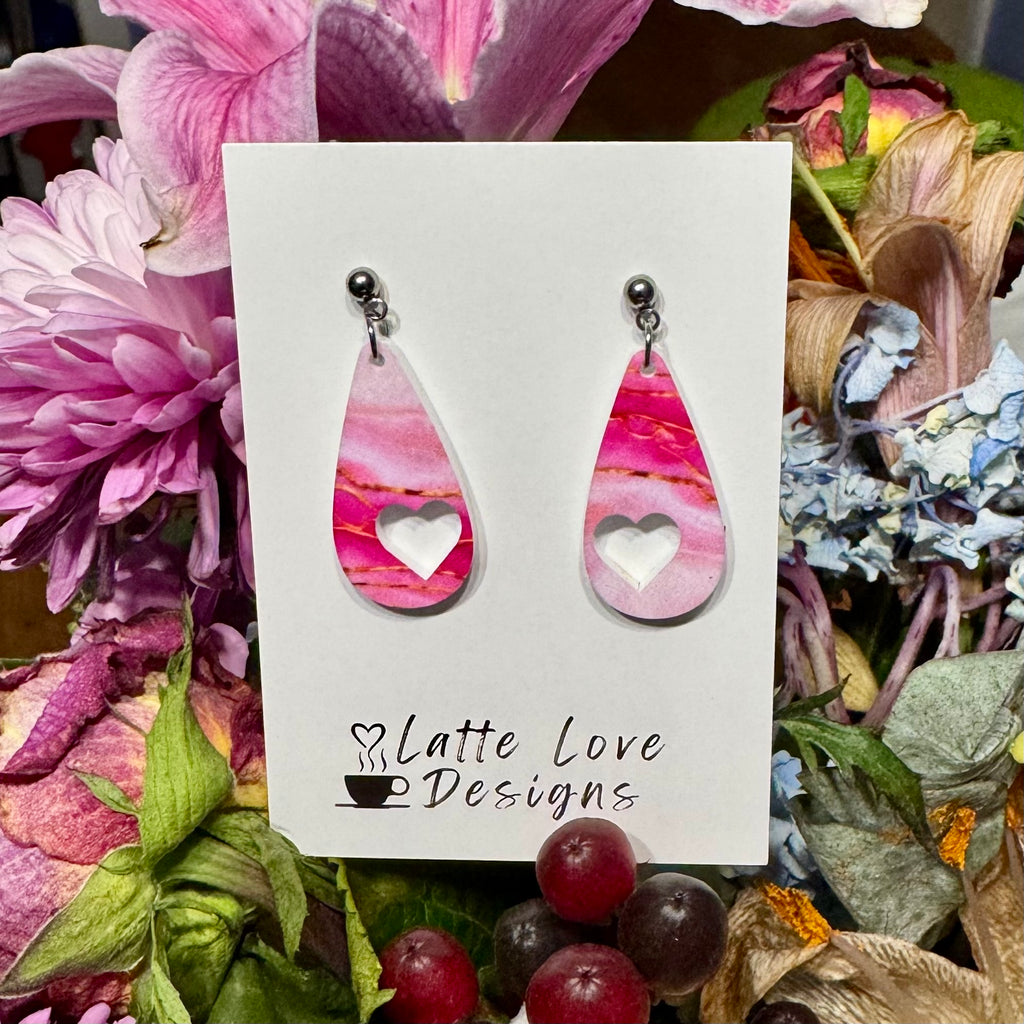 Marble Heart Cut Out Teardrops