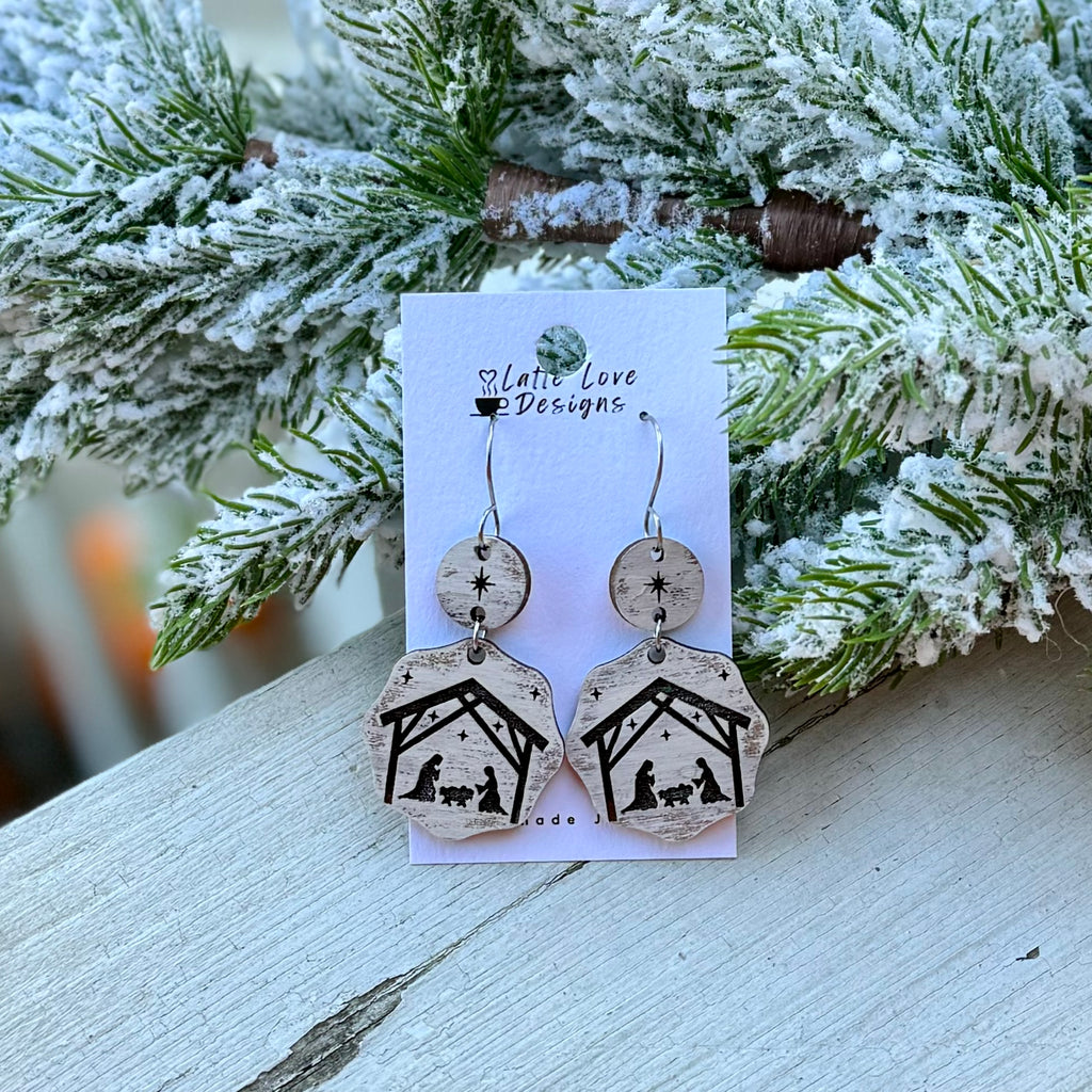 Nativity Wooden Earrings