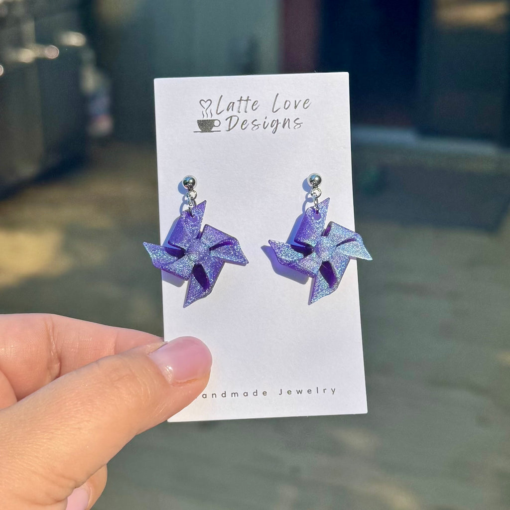 3D Printed Purple Glitter Pinwheels