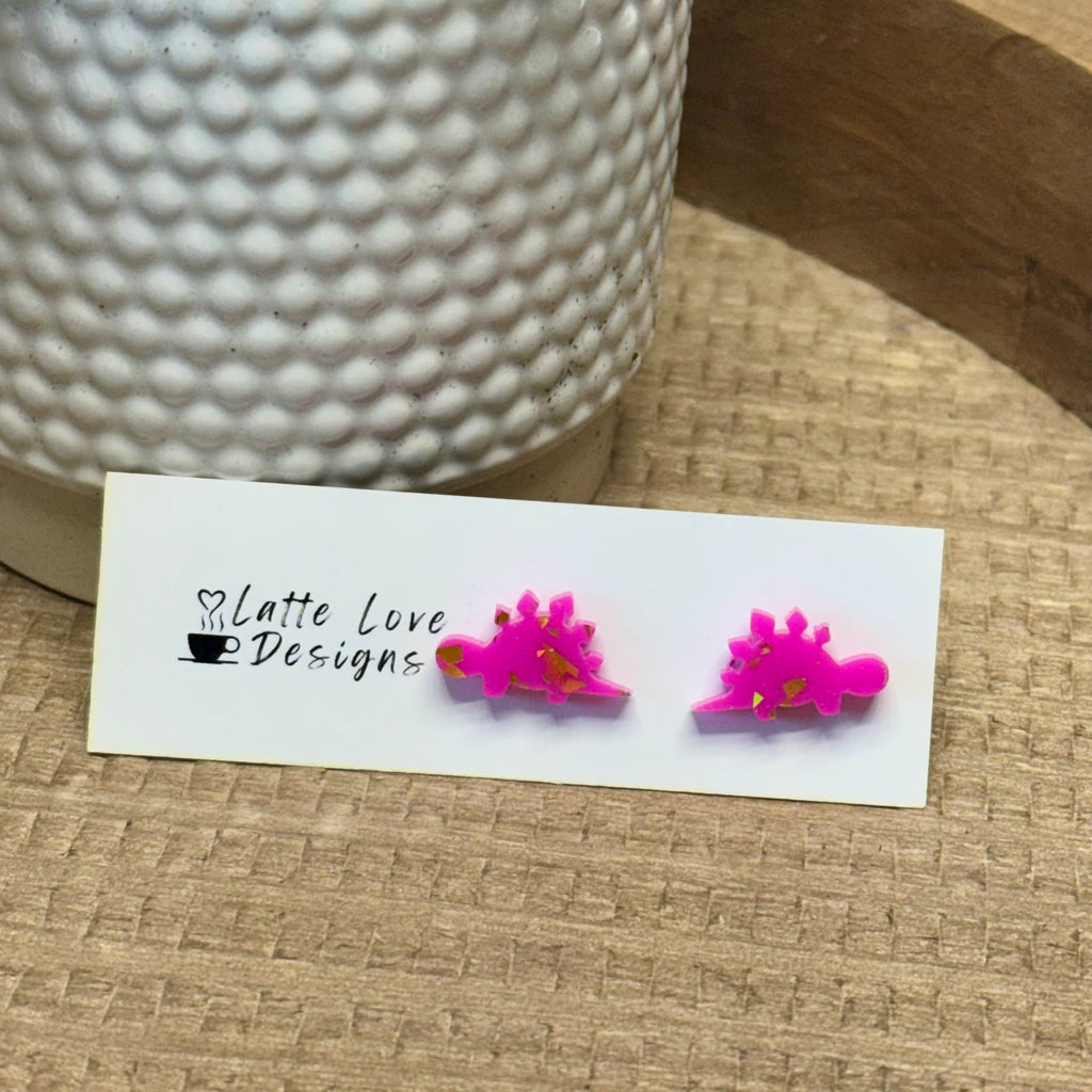 Hot Pink Dinosaur Studs
